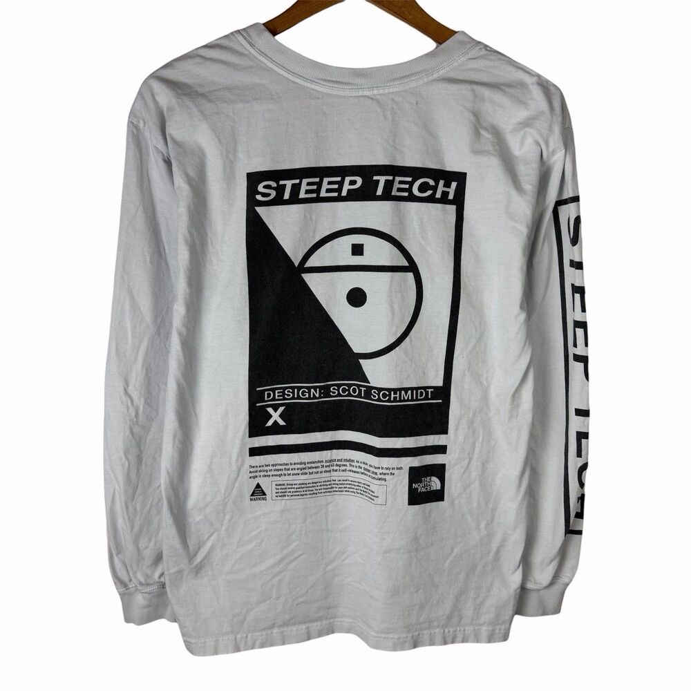 The North Face Steep Tech Unisex S Long Sleeve Scot Schmidt Shirt Tee White Ski